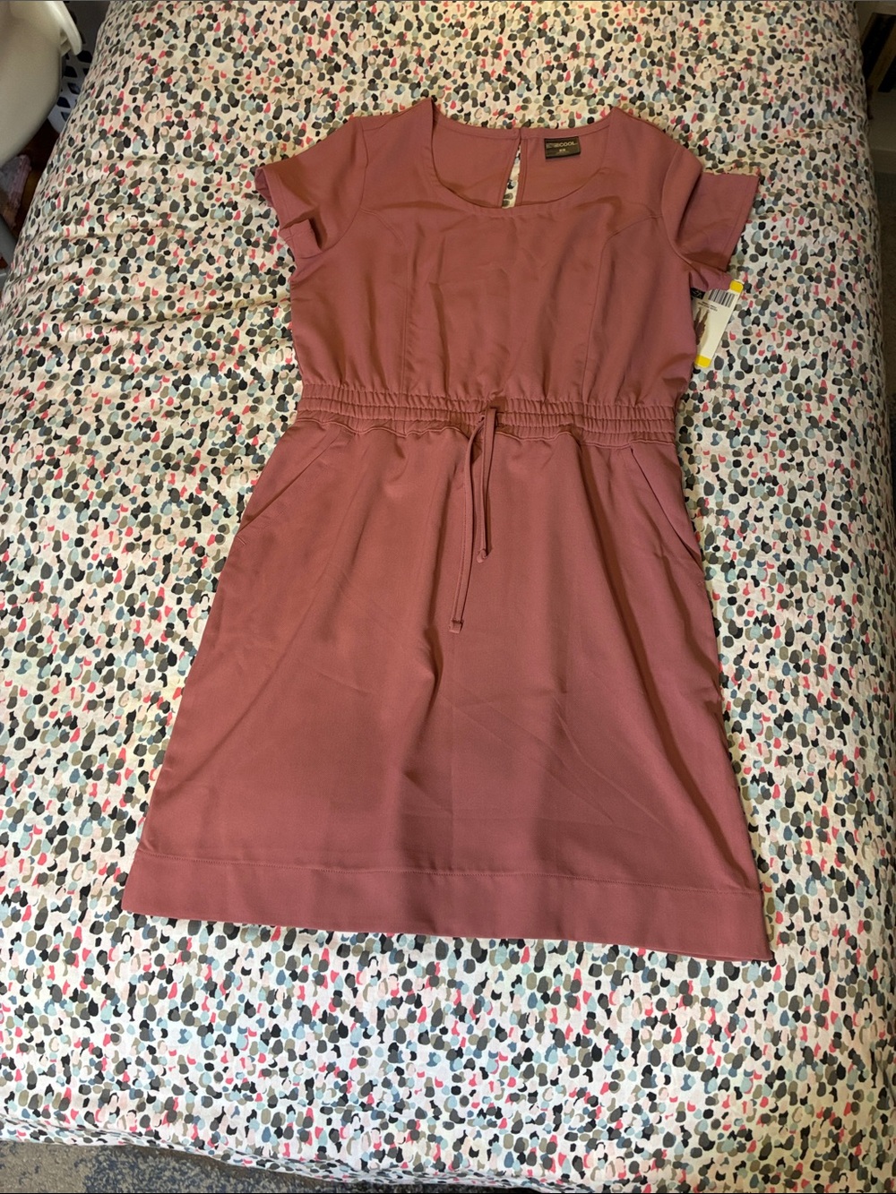 32 Degrees Short Sleeve Drawstring Mini Dress in Dusty Rose